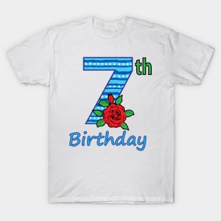 7th Floral - 7th Birthday - Flower - Floral - Birthday Party gift T-Shirt